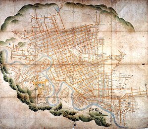 Map of Sendai. Sendai was founded by Date Masamune. 