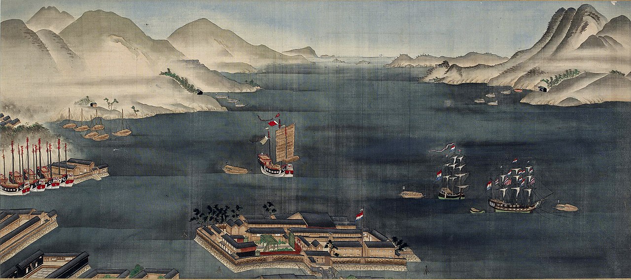 A view of Dejima in Nagasaki Bay.