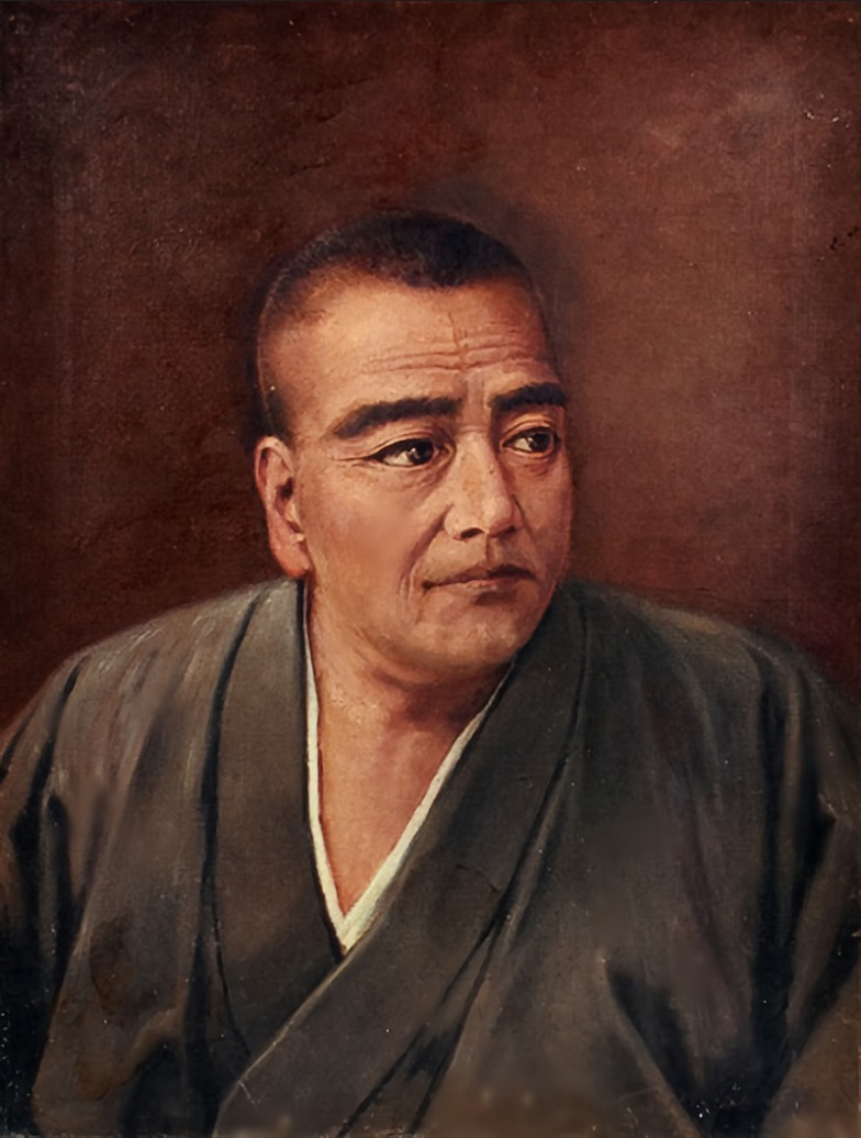 A portrait of Takamori by Ishikawa Shizumasa. Takamori was the leader of the Satsuma Rebellion.